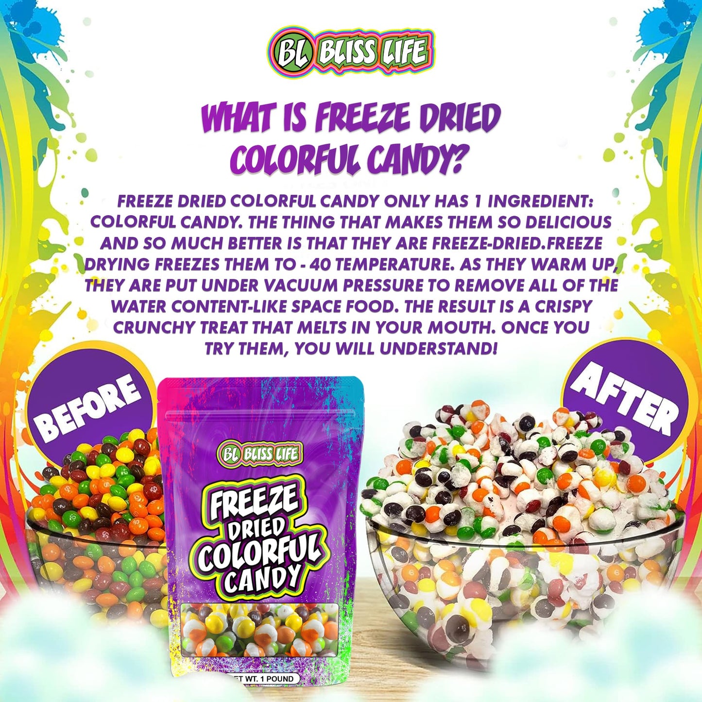freeze dried colorful candy