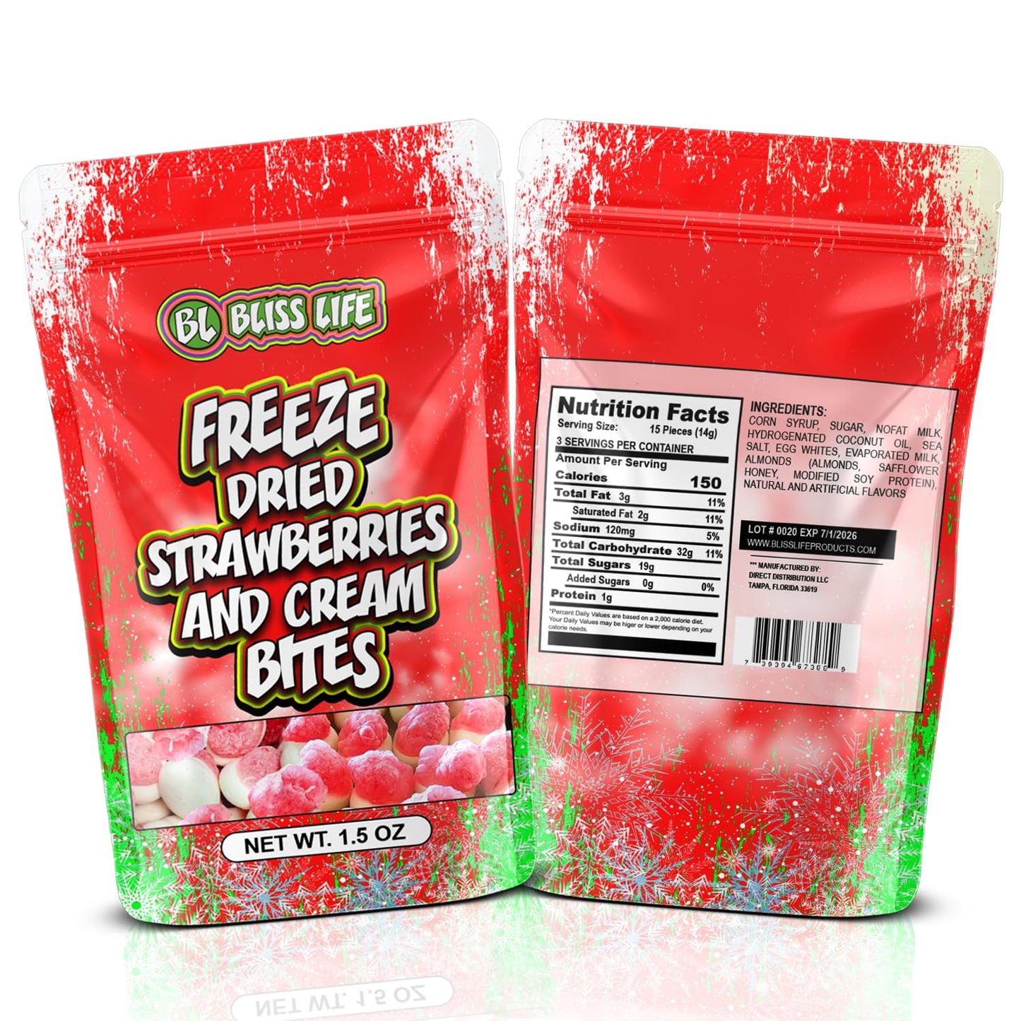 Packets of strawberries Creamsicle Bliss Life Freeze Dried