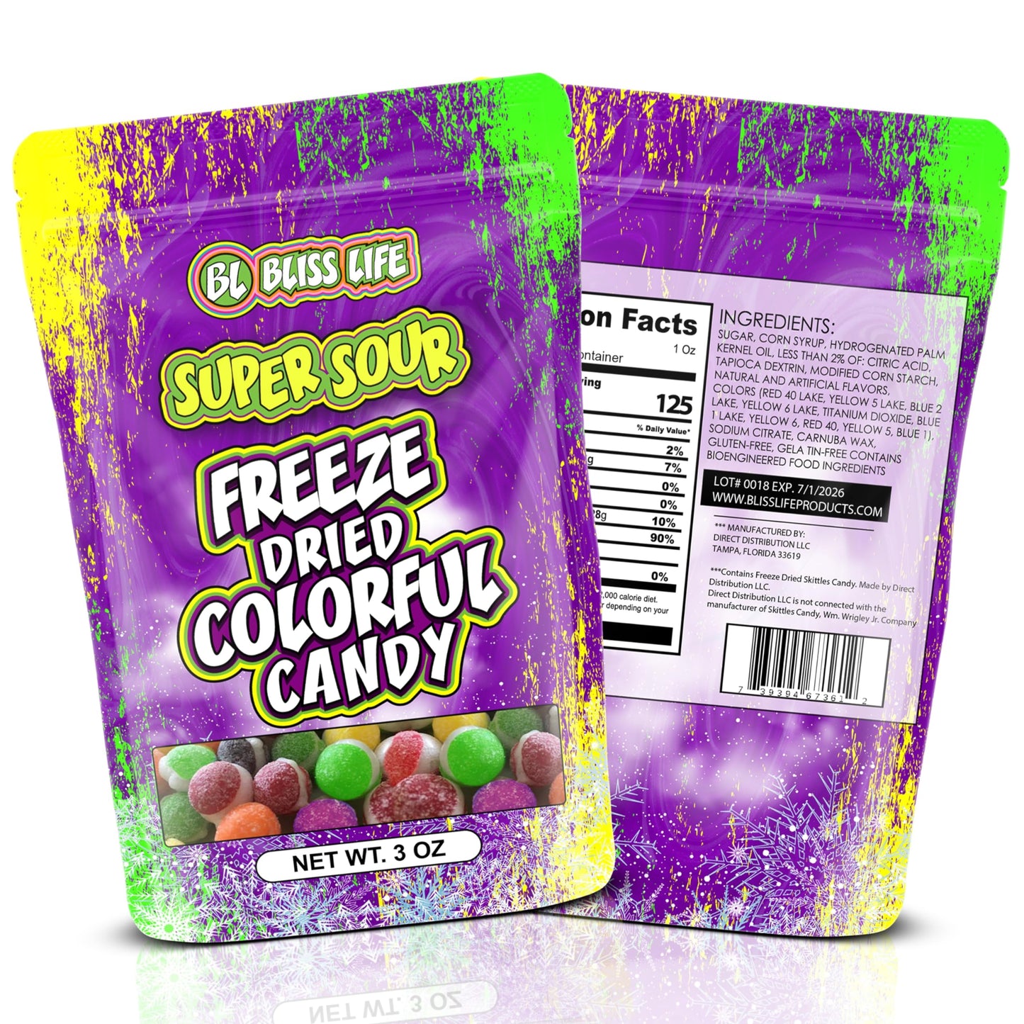 3 Flavor Variety Pack of Bliss Life Freeze Dried Colorful Candy Bliss