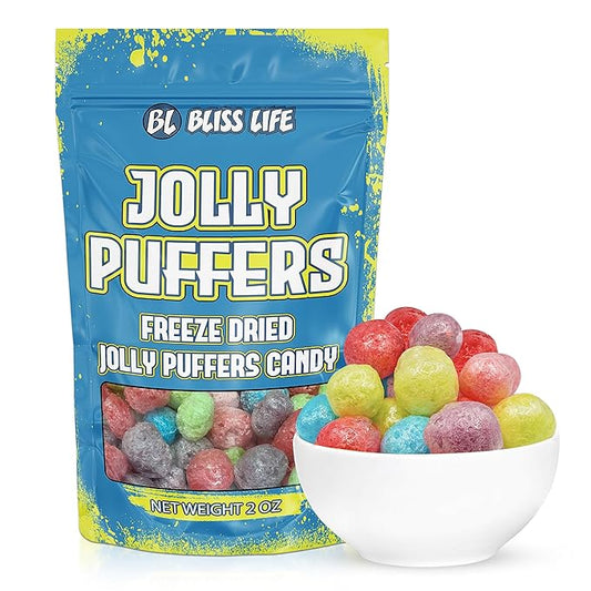 Bliss Life Jolly Puffers Freeze Dried Candy Variety Pack 2 oz, Freeze Dried Sour Candy, Unique Novelty, ASMR Candy - Great for the Tiktok Trend